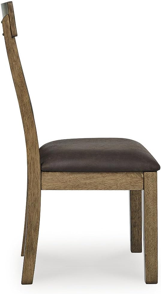 Signature Design by Ashley Vallister Dining Chairs Set of 2, Light Brown | Solid wood frame, Combination of leather and faux leather, Rustic dining room chairs, Slat back design, 250 lb capacity