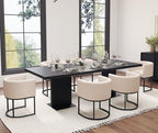 HNY Mid Century Modern Upholstered Barrel Dining Chairs with Arms Set of 2, Linen Kitchen & Dining Room Chairs, 18.5" Wide Accent Chair for Dining Room Living Room with Black Metal Frame, Cream