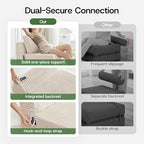 Convertible 4-in-1 Folding Sofa Bed Sleeper Chair Couch Foldable Chaise Lounger & Mattress Pocket Coils+Foam Fill Medium Support, No Assembly for Living Room/Bedroom, Twin Beige