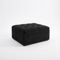 Black Corduroy Ottoman Footrest, Modular Cloud Couch Ottoman with Memory Foam, Upholstered Foot Stool for Living Room, Movable Sectional Ottoman, No Assembly Required