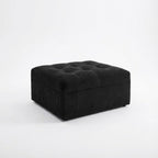 Black Corduroy Ottoman Footrest, Modular Cloud Couch Ottoman with Memory Foam, Upholstered Foot Stool for Living Room, Movable Sectional Ottoman, No Assembly Required