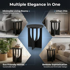 Stupa Solid Wood End Table – 22" Tall Round Side Table for Living Room or Bedroom, Handcrafted Accent Table in Distressed Black Finish, Easy Assembly, Modern Minimalist Design for Small Spaces