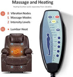 MCombo Power Lift Recliner Chair for Elderly, Heat and Massage 7040(Medium) | FSC Certified, Multiple Sizes, USB&Type C Charging Port, Cup Holders, Side Pockets, Dark Brown Faux Leather