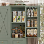 HOSTACK 67"H Farmhouse Kitchen Pantry Storage Cabinet with 3 Drawers, Green | Large Food Pantry Cabinet with Swing-Out Door Rack & Adjustable Shelf for Kitchen, Dining room, Living room
