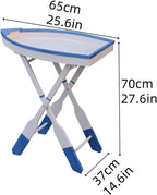 Wooden Ship Shape Side Table, Small Tables for Small Spaces, End Table for Living Room, Bedroom, Balcony, Modern Side Table, Foldable Accent Table with Oar Legs
