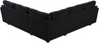 HONBAY Convertible Sectional Sofa L Shaped Couch,Velvet Black | Reversible Sectional Couch for Living Room for Small Apartment,Easy to transport and install