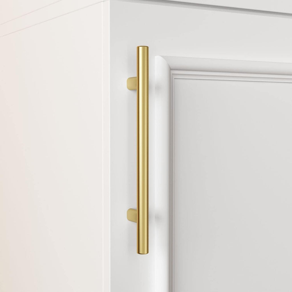 Slim Wardrobe Armoire with Clothing Rod and Storage Shelves, Narrow 2-Door Armoire Closet with Gold Handles, Shaker Style Tall Corner Clothing Cabinet, White 15.7" W x 19.3" D x 74.8" H