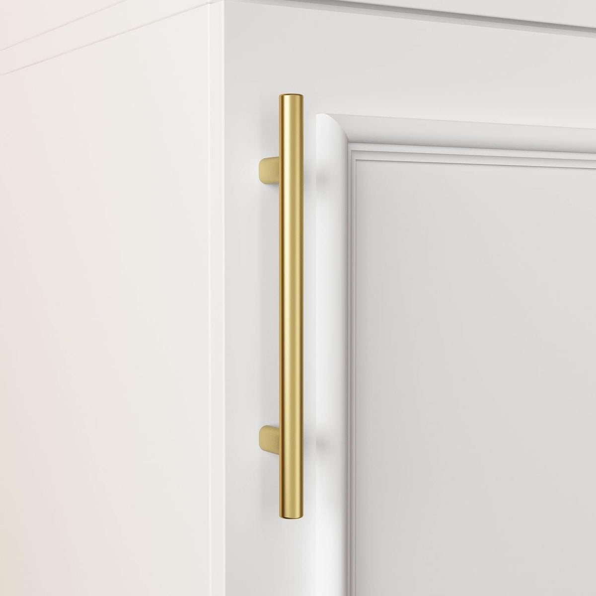 Slim Wardrobe Armoire with Clothing Rod and Storage Shelves, Narrow 2-Door Armoire Closet with Gold Handles, Shaker Style Tall Corner Clothing Cabinet, White 15.7" W x 19.3" D x 74.8" H