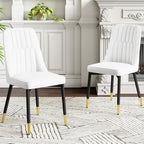 Dining Chairs Set of 4,Modern Dining Room Chairs,Faux Leather Dining Chairs with Thick Cushion and Metal Legs,White Kitchen Chairs for Dining Room Kitchen, White