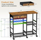 Microwave Stand, Coffee Cart, Microwave Cart with Wheels & Adjustable Shelf | Coffee Bar Table Station, Rolling Storage Cart Organizer Shelf for Living Room, Kitchen Island, Office, Rustic Brown