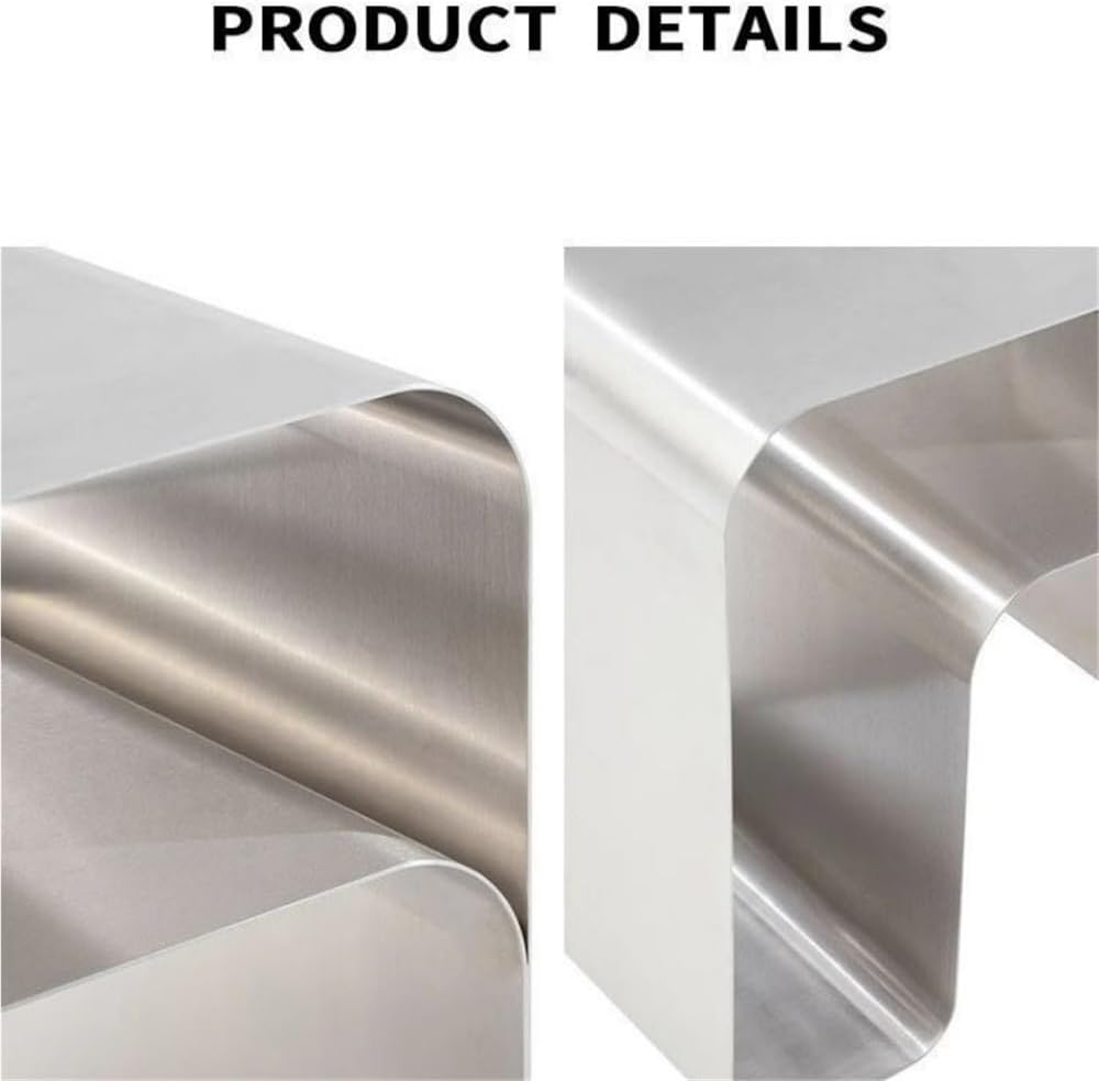 Stainless Steel Side Table, Modern Bedside Table, Integrated Nightstand, Simple Night Stand, Suitable for Bedroom, Living Room, Balcony
