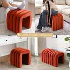 ONEVOG Velvet Pouf Ottoman, Small Ottoman Foot Rest for Couch, 18 Inch Cute Vanity Chairs for Makeup, Living Room Decorative, Sturdy Frame, Upholstered Modern Footrest for Bedroom, Dorm, Rust, 2Pcs