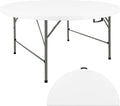 HAISIWLKJ 5FT Round Folding Table White Fold-in-Half with Carrying Handle Portable Plastic Table for Outdoor or Indoor Dining,Wedding, Camping,Party Table