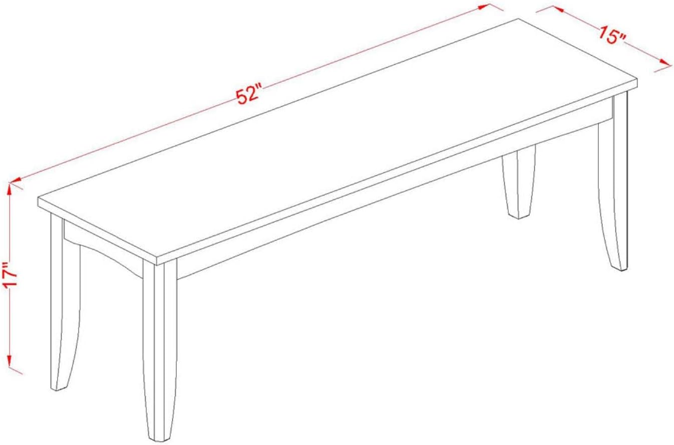 East West Furniture PFB-BLK-W Parfait Dining Room Bench with Solid Wood Seat, 52x15x17 Inch, Black & Cherry