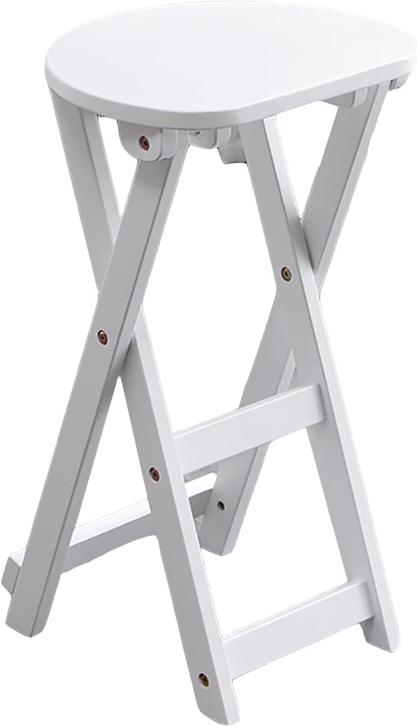 SAZDFY Folding Wood Barstools,Kitchen Counter Height Stool Portable Bar Stool with Footrest,Collapsible Stool Chair for Home Breakfast Party,No Need to Install,White,35x29x62cm