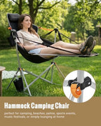 KingCamp Hammock Chair with Footrest, Heavy Duty Swinging Chairs 400lbs | Folding Hammock Camping Chair, Oversized Rocking Chair with Cup Holder, Portable Camp Chairs for Outdoor Beach Lawn RV Sports
