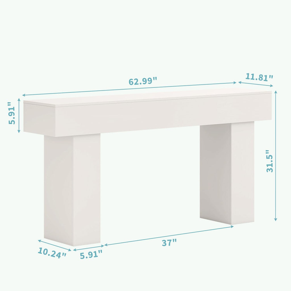 63 Inch Long Console Table for Entryway, Farmhouse Wood Sofa Table Behind Couch Table, Narrow Entryway Table for Living Room, Entrance, Hallway, Foyer, Rectangular Entry Way Table, Easy Assembly