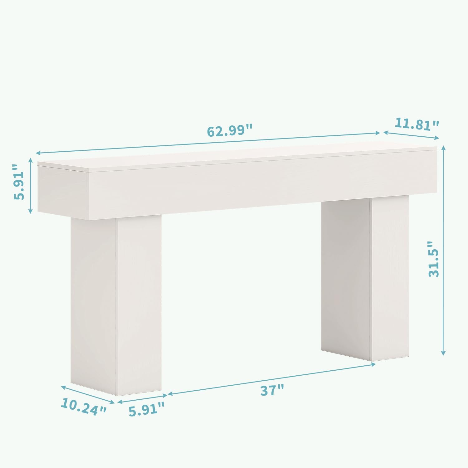 63 Inch Long Console Table for Entryway, Farmhouse Wood Sofa Table Behind Couch Table, Narrow Entryway Table for Living Room, Entrance, Hallway, Foyer, Rectangular Entry Way Table, Easy Assembly
