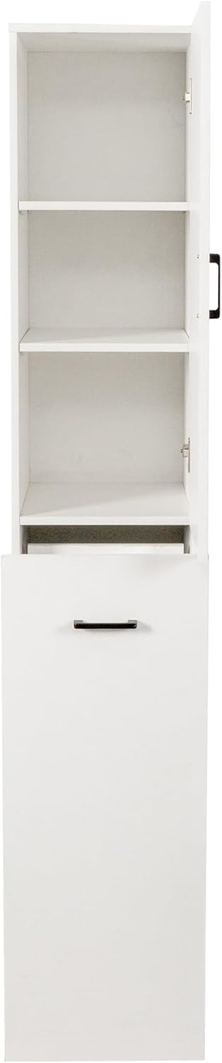 Kitchen Pantry Tall Freestanding Cabinet with 1 Door and 3-Tier Multi-Functional Pull-Out Storage Shelf for Kitchen, Dining Room, Living Room
