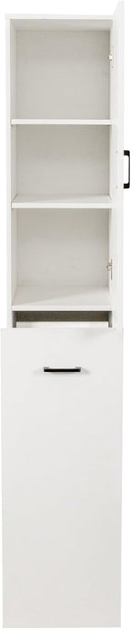 Kitchen Pantry Tall Freestanding Cabinet with 1 Door and 3-Tier Multi-Functional Pull-Out Storage Shelf for Kitchen, Dining Room, Living Room