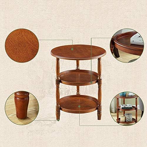 Telephone Table, Small Coffee Table,Telephone Side Table,Living Room Sofa Side Table,Three-Tier Storage Table,Round Solid Wood Table,2 Colors(Color:Walnut,Size:20.0720.07