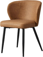 Brown Dining Chairs Set of 6, Modern Dining Chairs with Cushion Seat and Sturdy Metal Legs, Faux Leather Chair for Kitchen, Living Room