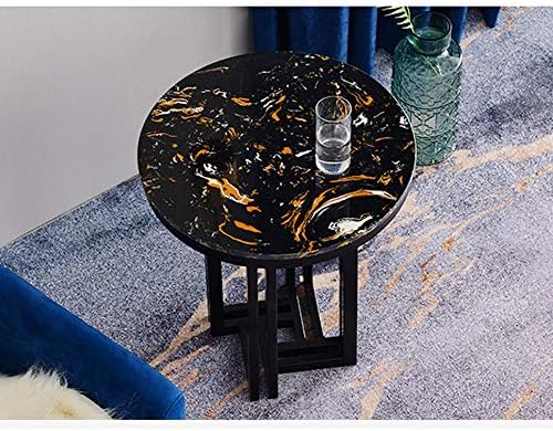 Telephone Table, Marble Sofa Side Table Nordic Luxury Round Coffee Table Telephone Table Bedroom Bedside Table Leisure Table 5062CM(Color:Silver)