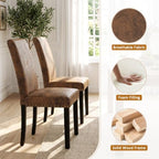 Dining Chairs Set of 4, Vintage Brown Kitchen Chairs with Nailhead Trim | Comfy Padded Parsons Chairs with Solid Wood Legs, Suitable for Dining Room, Kitchen, Restaurant
