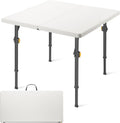 FanttikOutdoor Folding Card Table 34" Square, 2 Heights, Picnic Party Game | Fold-in-Half Utility Plastic Portable Table with Collapsible Legs & Carrying Handle, Heavy Duty, White Zeta S4 Pro