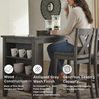Signature Design by Ashley Caitbrook Counter Height Dining Table, Gray | Built-in side storage shelves, Veneers, wood and engineered wood construction, Kitchen island with seating