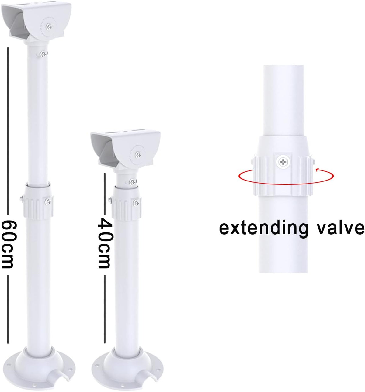WiTi Extendable Mounting Pole for Security Surveillance Cameras,15.7-23.6 inch Adjustable Ceiling Mount Bracket for CCTV IP Camera,Outdoor Indoor Solid Metal Powder Spray Coating