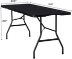 Folding Table 6ft Foldable Table with Built in Handle & Steel Legs / 6FT Heavy Duty Folding Portable,Perfect for Party, Dining Indoor/Outdoor Events, Tailgating & Backyard BBQ, Black