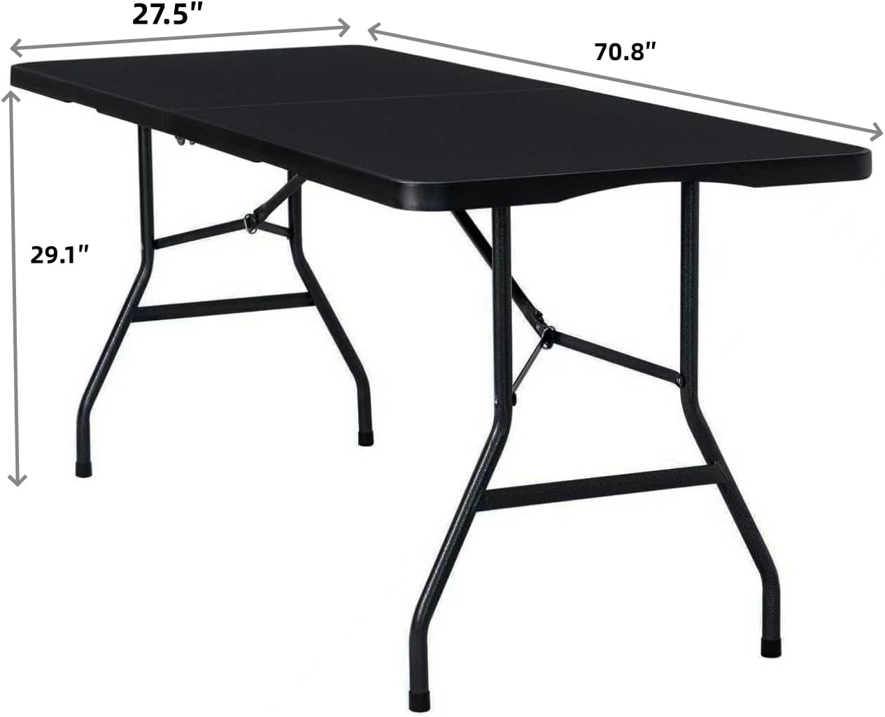 Folding Table 6ft Foldable Table with Built in Handle & Steel Legs / 6FT Heavy Duty Folding Portable,Perfect for Party, Dining Indoor/Outdoor Events, Tailgating & Backyard BBQ, Black