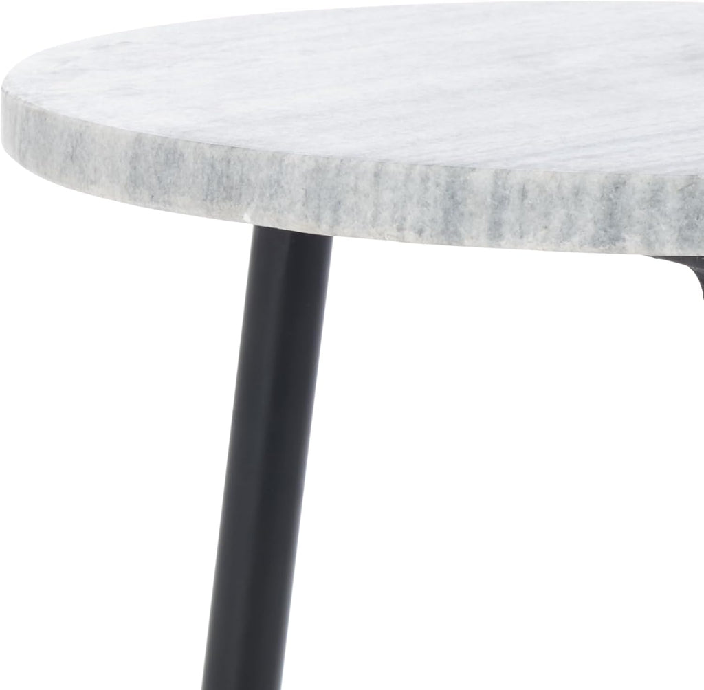 SAFAVIEH Home Collection - Hesse Side Table, Round Grey Marble Top with Black Metal Legs, Fully Assembled (ACC3732A)