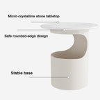 Bedside/Sofa Side Table – Micro-crystalline Stone Small Round Table for Living Room (Corner Table)