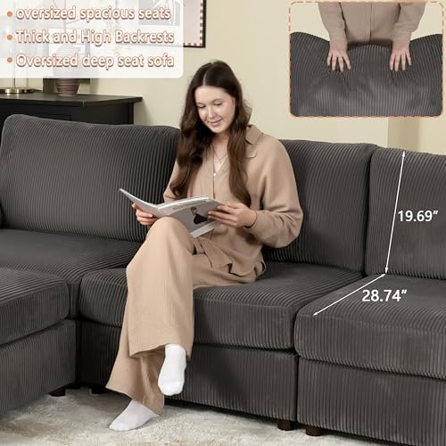 EASE MOOSE Oversized Sectional Modular Sofa,Extra Large L Shaped Couch Wide Deep Seat, Modern Comfy Modular Cloud Couch for Living Room,Removable and Washable