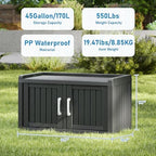 2-Tier Storage Bench, Waterproof UV-Resistant Outdoor Shoe Storage Cabinet with 2 Doors & Adjustable Shelves for Indoor Outdoor Entryway, Hallway, Living Room (Black)