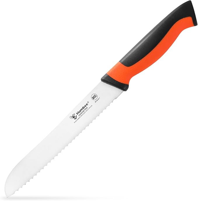 8-Inch Serrated Bread Knife, Premium High Carbon Stainless Steel Blade Knife for Bread with Ergonomic Handle, NSF Certified, DT-30 Series, Orange