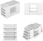 LIVAUVEAD Closet Island with 12 Drawers, Glass Top & Display Shelves, White | Wardrobe Armoire Bedroom Island, White Dresser with Glass Display Shelf, Walk-in Closet Island for Bedroom, Cloakroom