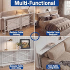 78.8inch Adjustable Height Narrow Sofa Side Table with 2 Power Outlets, Couch Behind Table for Small Space, Hallway, Entryway, Bedside, Bedroom, Stable, Easy to Assemble & Clean