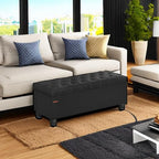 SONGMICS Storage Ottoman, 46.5 Inches Long Bed End Stool, Solid Wood Legs | Buttons Decoration, Non-Slip Foot Pads, 330.7 lb Load Capacity, Ink Black, MACEO Collection ULOM071B01