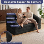 JUIKURY Convertible Sofa Bed, 3-in-1 Foldable Loveseat Couch with Armrest, Corduroy Floor Sofa & Sleeper Bed, No Assembly High-Density Foam Futon Mattress for Living Room, Small Apartment, Dorm