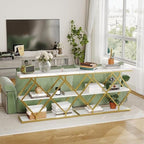 3-Tier Industrial Entryway Table with Diamond-Shaped Metal Frame, Open Shelf Console Sofa Table for Living Room, Hallway, Foyer Storage Accent Table with Adjustable Feet, Rustic Wood Top (White)