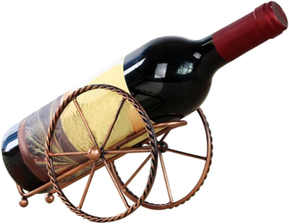 Metal Wine Rack Holder Wine Rack Iron Two Wheels Holder Shelf Decorative Tabletop Bottle Holders.