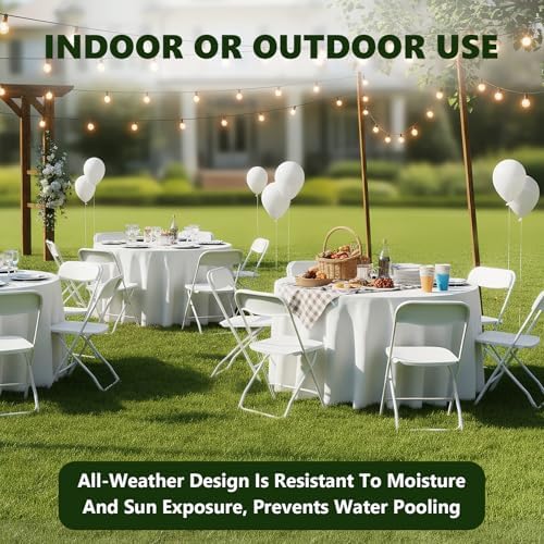 Plastic Folding Chair 10 Pack, White Foldable Chairs with 350 lbs Capacity, Indoor Outdoor Heavy Duty Metal Folding Chairs, Portable Chairs for Home, Office, Party, Wedding,Patio