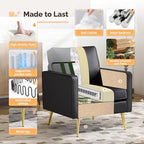 VINGLI Faux Leather Accent Chairs Set of 2 with Gold Legs for Living Room | Brown Armchair, Thick Foam Cushion, Durable Faux Leather PU, Sturdy 380 LB Frame, Elegant Gold Legs, Compact Modern Design