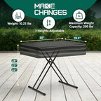 Folding Table 30 Inch - Small Desk Adjustable Height TV Tray for Laptop, Couch, Camping - Heavy Duty Utility Foldable Table for Small Spaces, No Assembly Required, Snowy Granite (Black)