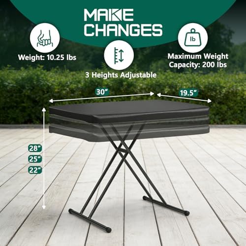 Folding Table 30 Inch - Small Desk Adjustable Height TV Tray for Laptop, Couch, Camping - Heavy Duty Utility Foldable Table for Small Spaces, No Assembly Required, Snowy Granite (Black)