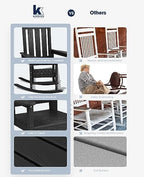 KINGYES Oversized Outdoor Rocking Chair Set of 2, HDPE Patio Rockers, Black | | All-Weather Patio Rocking Chairs for Porch | High Back & Wide Seat for Garden, Lawn