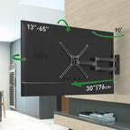 Barkan 30'' Long TV Wall Mount, 13-65 inch Full Motion Articulating - 4 Movement Flat/Curved Screen Bracket, Holds up to 80lbs, Extremely Extendable, Fits LED OLED LCD